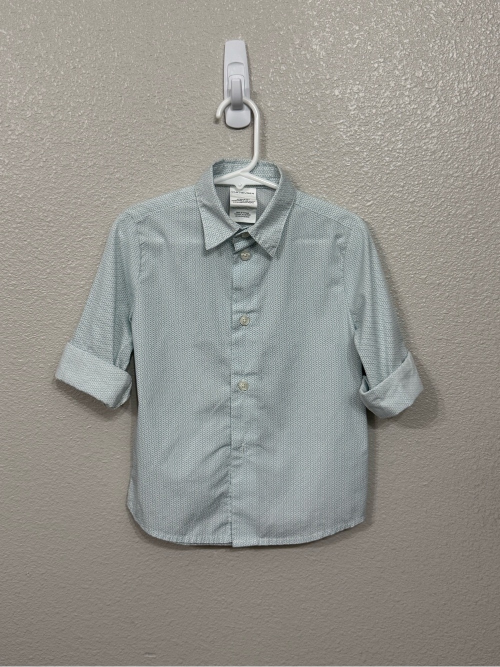 Van Heusen Boys 4T Light Blue Geometric Button Down Dress Shirt Long Sleeve